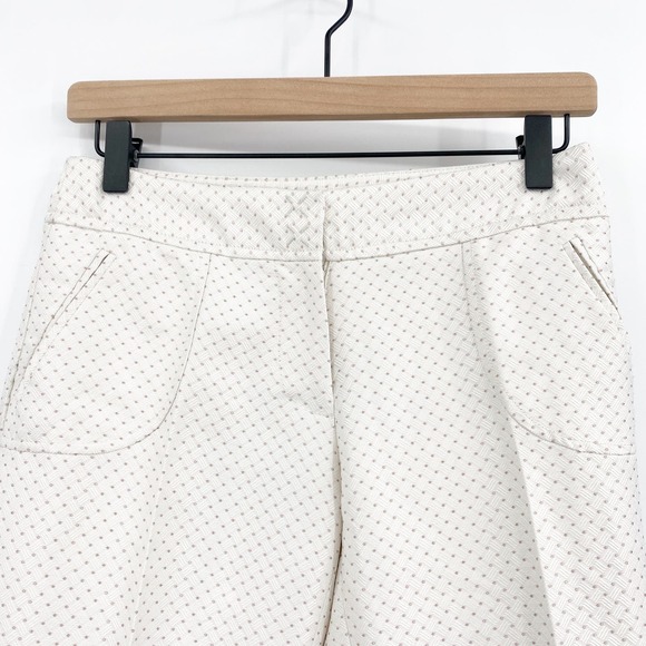 Anthro Cartonnier Charlie Cropped Textured Polka Dot Trousers in Cream Size 0 - Picture 3 of 10